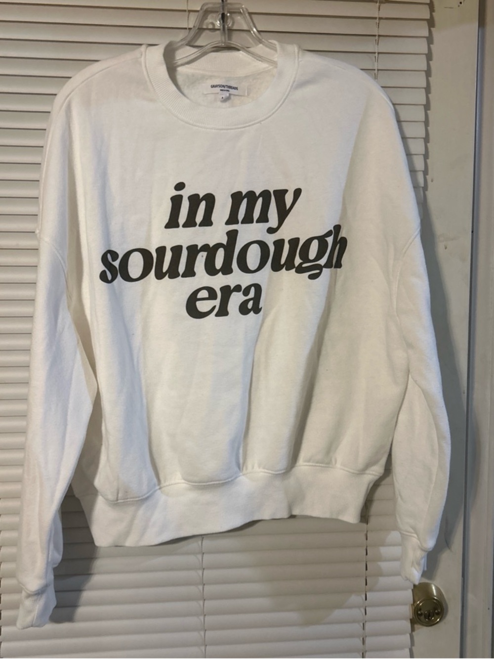 Grayson Threads White Crewneck with Black 'In My Sourdough Era' Graphic